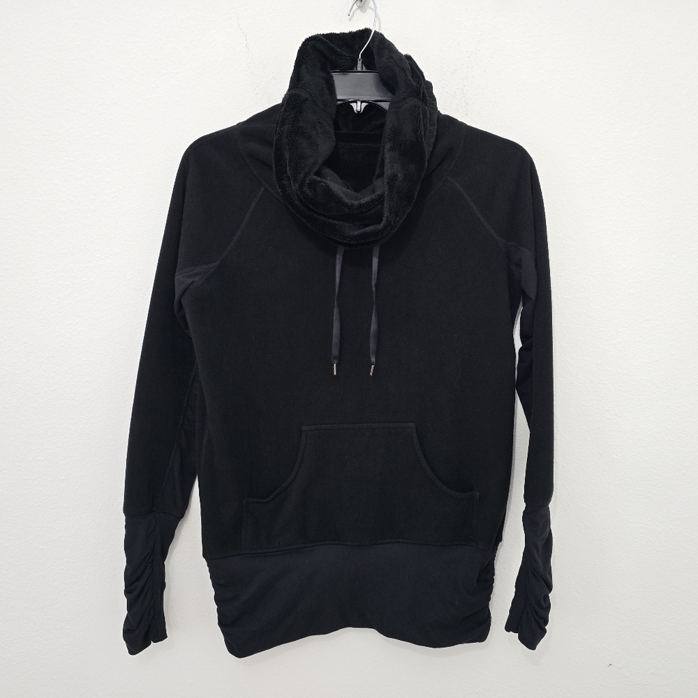 Lululemon Womens Black Don't Hurry Be Happy Pullover Fleece Funnel Neck